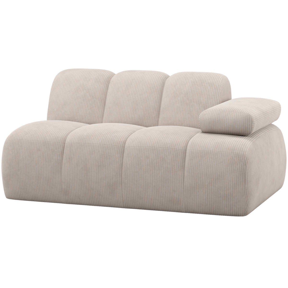 MOJO 1,5-SEATER ELEMENT ARM RIGHT RIB FABRIC ECRU