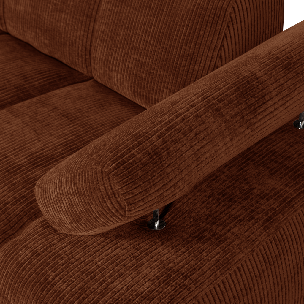 MOJO 1,5-SEATER ELEMENT ARM RIGHT RIB FABRIC RUST BROWN