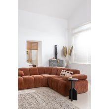 Laden Sie das Bild in den Galerie-Viewer, MOJO CORNER SOFA RIGHT RIB FABRIC RUST BROWN