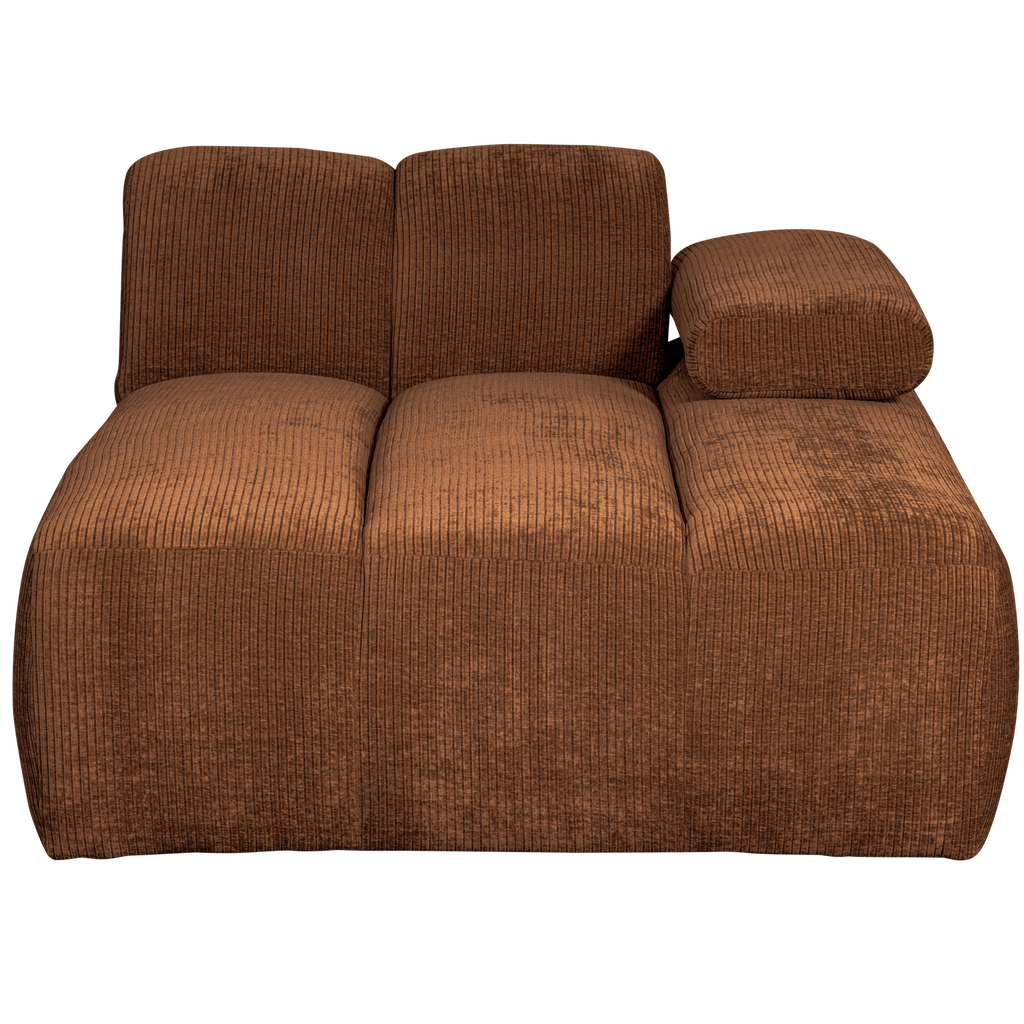 MOJO CHAISE LONGUE ELEMENT RIGHT RIB FABRIC RUST BROWN