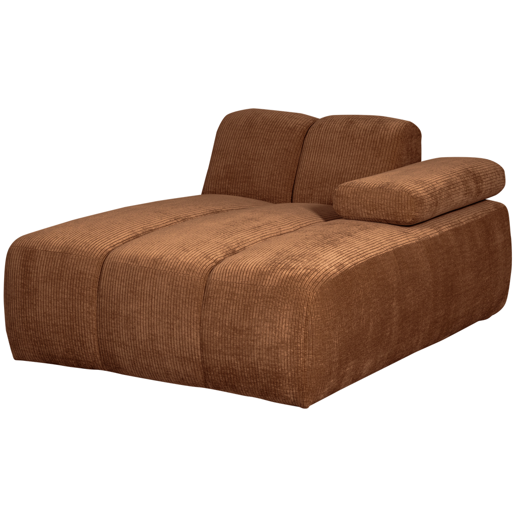 MOJO CHAISE LONGUE ELEMENT RIGHT RIB FABRIC RUST BROWN