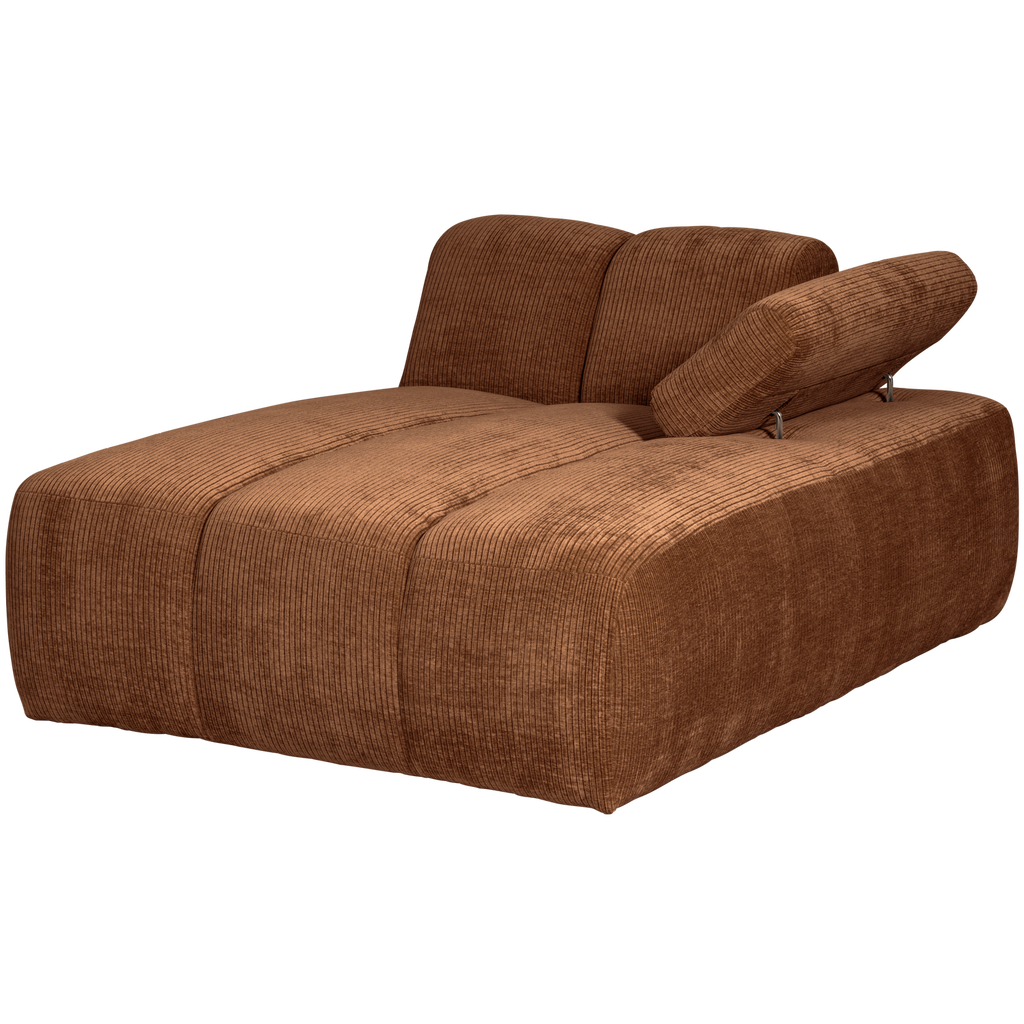 MOJO CHAISE LONGUE ELEMENT RIGHT RIB FABRIC RUST BROWN