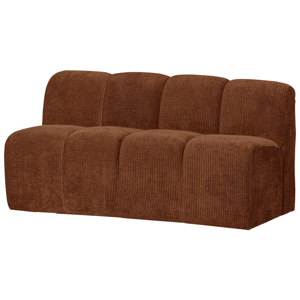 MOJO DINING BENCH 164 CM WITH BACKREST RIB FABRIC RUST BROWN