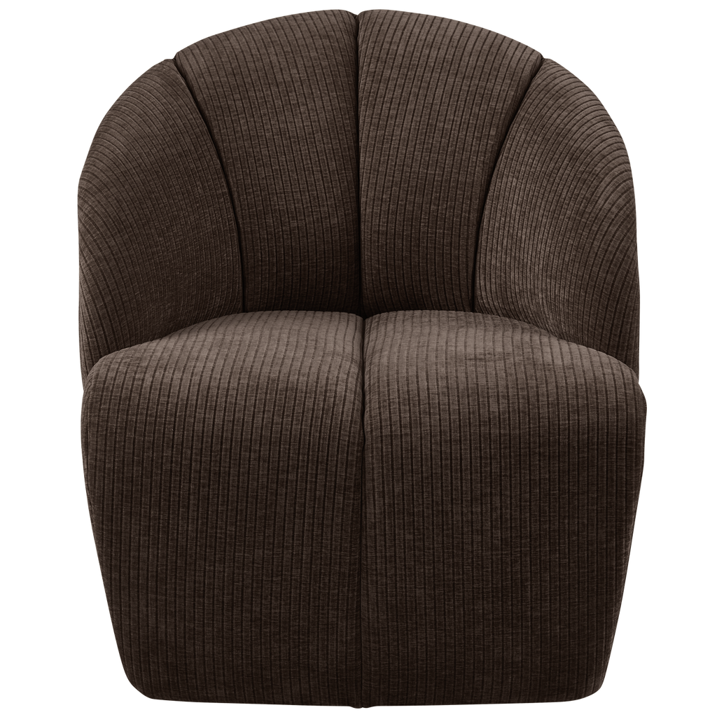 MOJO SWIVEL ARMCHAIR WOVEN RIB FABRIC BROWN