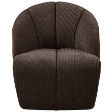 Laden Sie das Bild in den Galerie-Viewer, MOJO SWIVEL ARMCHAIR WOVEN RIB FABRIC BROWN