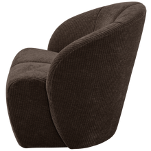 Laden Sie das Bild in den Galerie-Viewer, MOJO SWIVEL ARMCHAIR WOVEN RIB FABRIC BROWN