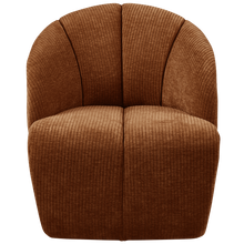 Laden Sie das Bild in den Galerie-Viewer, MOJO SWIVEL ARMCHAIR WOVEN RIB FABRIC RUST BROWN