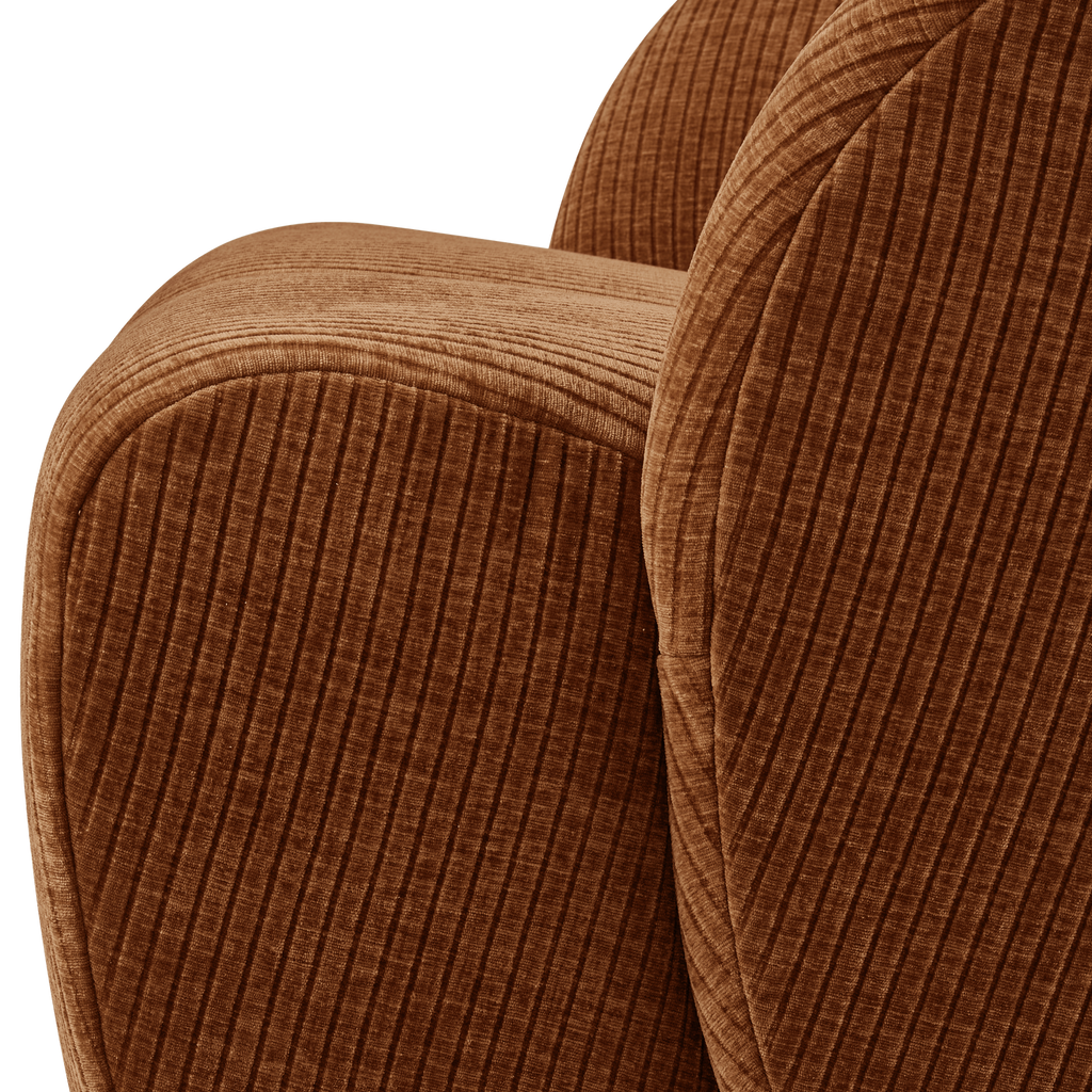 MOJO SWIVEL ARMCHAIR WOVEN RIB FABRIC RUST BROWN