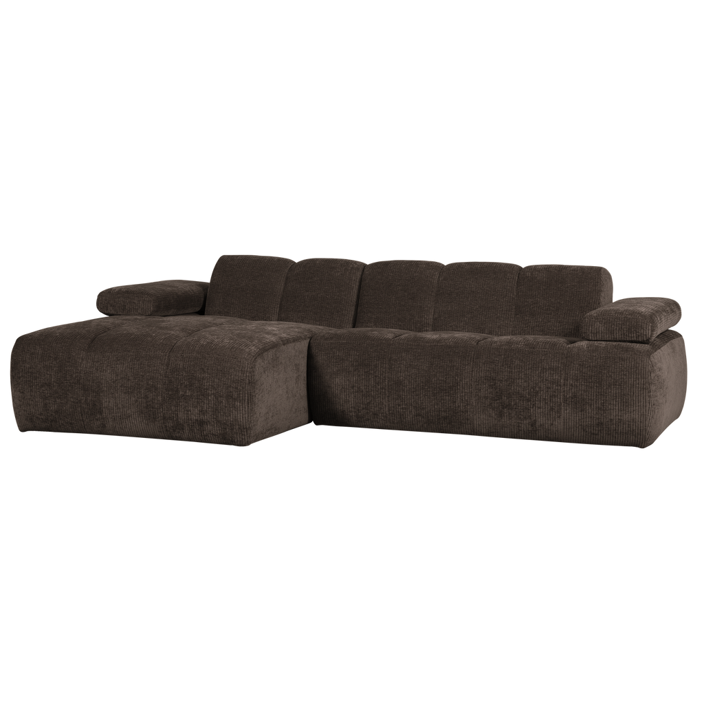 MOJO CHAISE LONGUE SOFA LEFT RIB FABRIC BROWN