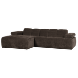 MOJO CHAISE LONGUE SOFA LEFT RIB FABRIC BROWN