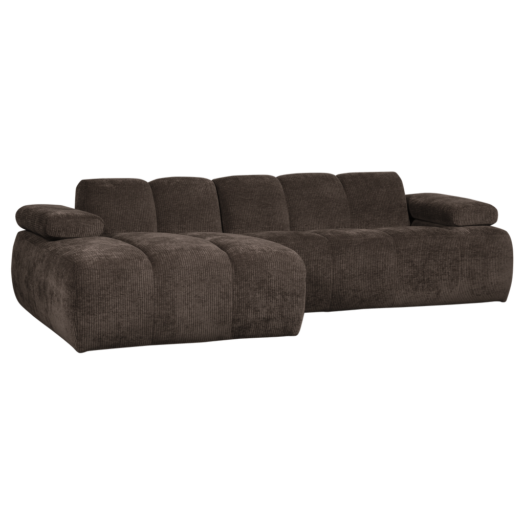 MOJO CHAISE LONGUE SOFA LEFT RIB FABRIC BROWN