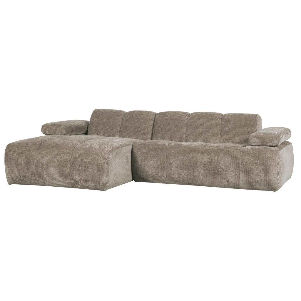 MOJO CHAISE LONGUE SOFA LEFT RIB FABRIC DARK SAND