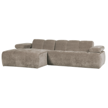 Laden Sie das Bild in den Galerie-Viewer, MOJO CHAISE LONGUE SOFA LEFT RIB FABRIC DARK SAND