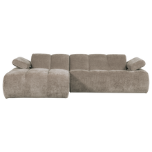 Laden Sie das Bild in den Galerie-Viewer, MOJO CHAISE LONGUE SOFA LEFT RIB FABRIC DARK SAND
