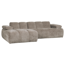 Laden Sie das Bild in den Galerie-Viewer, MOJO CHAISE LONGUE SOFA LEFT RIB FABRIC DARK SAND