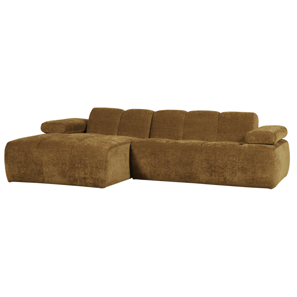 MOJO CHAISE LONGUE SOFA LEFT RIB FABRIC HONEY YELLOW