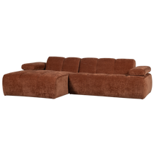 Laden Sie das Bild in den Galerie-Viewer, MOJO CHAISE LONGUE SOFA LEFT RIB FABRIC RUST BROWN