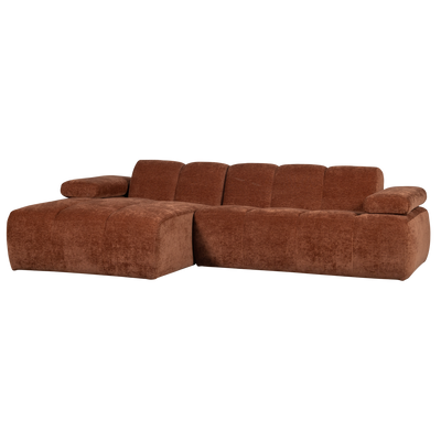 MOJO CHAISE LONGUE SOFA LEFT RIB FABRIC RUST BROWN