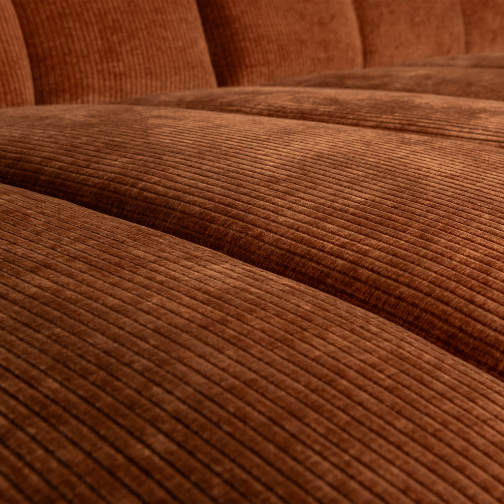 MOJO CHAISE LONGUE SOFA LEFT RIB FABRIC RUST BROWN