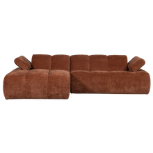 Laden Sie das Bild in den Galerie-Viewer, MOJO CHAISE LONGUE SOFA LEFT RIB FABRIC RUST BROWN