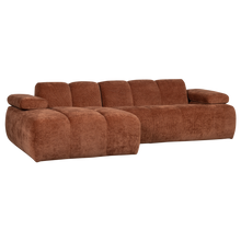 Laden Sie das Bild in den Galerie-Viewer, MOJO CHAISE LONGUE SOFA LEFT RIB FABRIC RUST BROWN