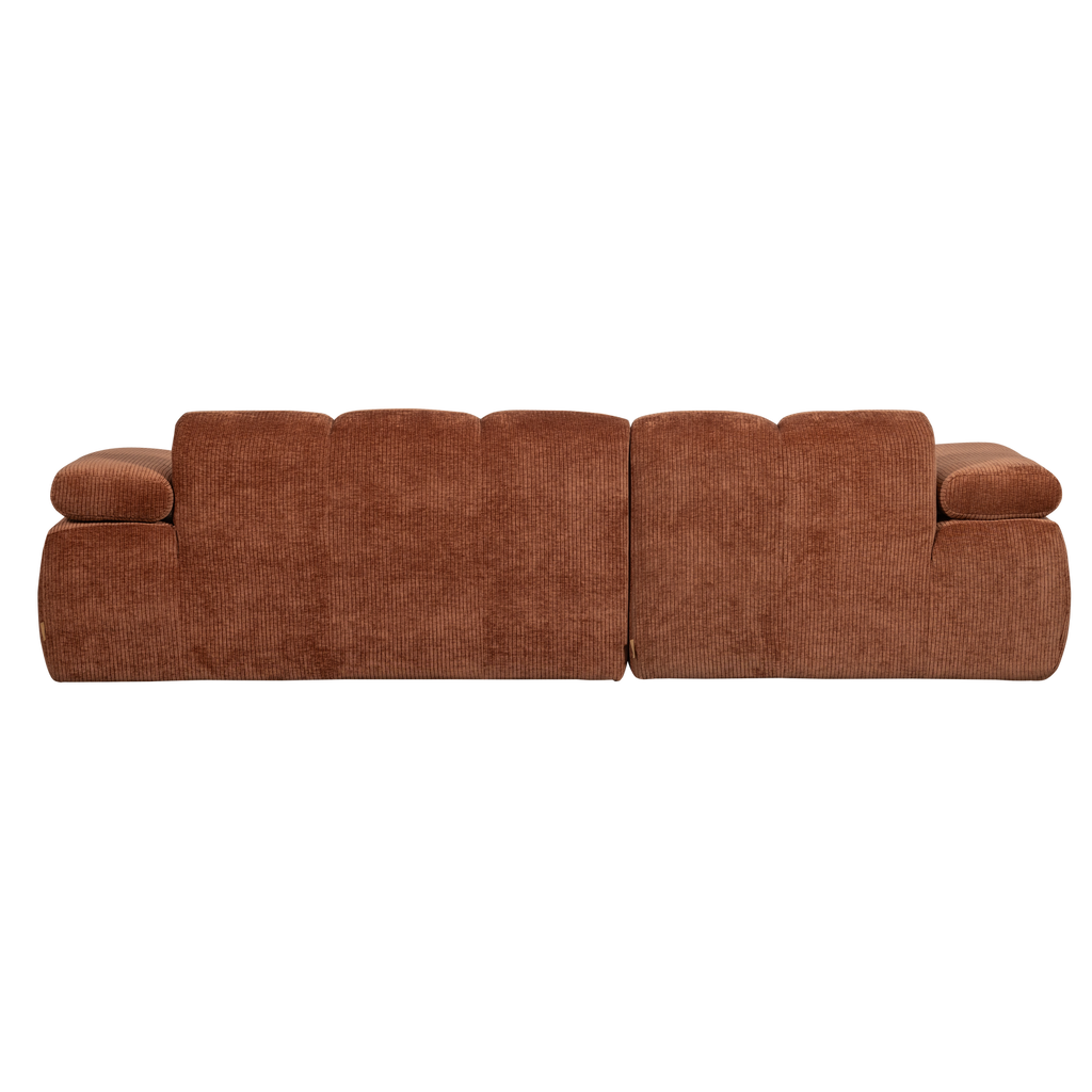 MOJO CHAISE LONGUE SOFA LEFT RIB FABRIC RUST BROWN