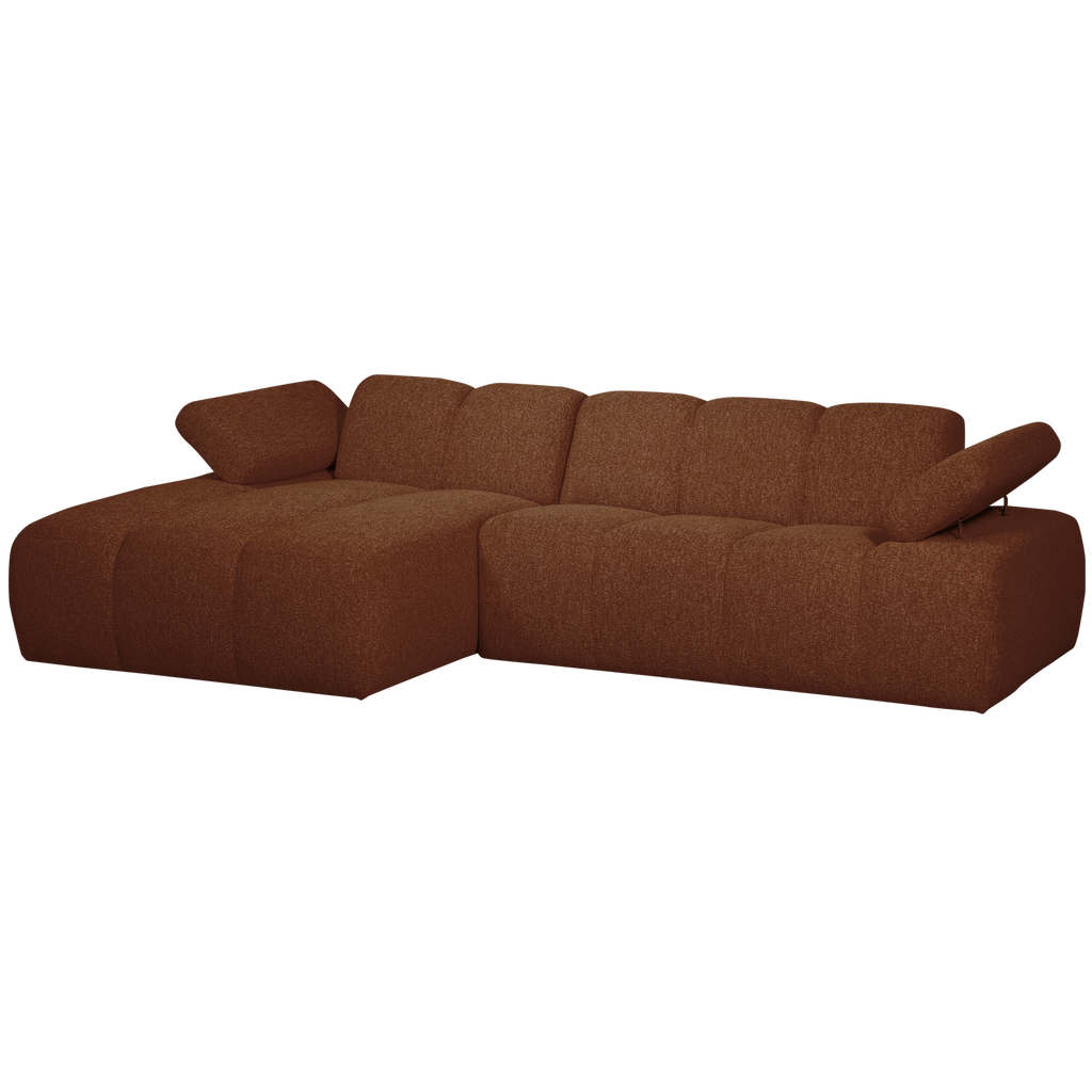 MOJO CHAISE LONGUE SOFA LEFT BOUCLE RUST BROWN MELANGE