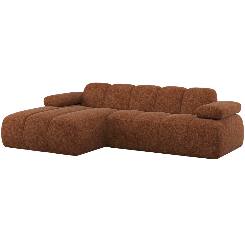 MOJO CHAISE LONGUE SOFA LEFT WOOLLY RUST BROWN