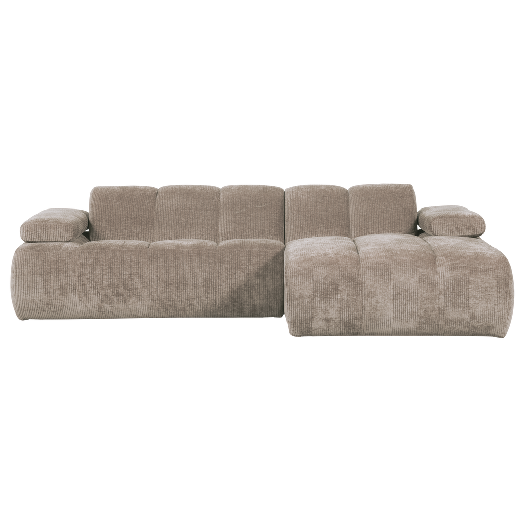 MOJO CHAISE LONGUE SOFA RIGHT RIB FABRIC DARK SAND