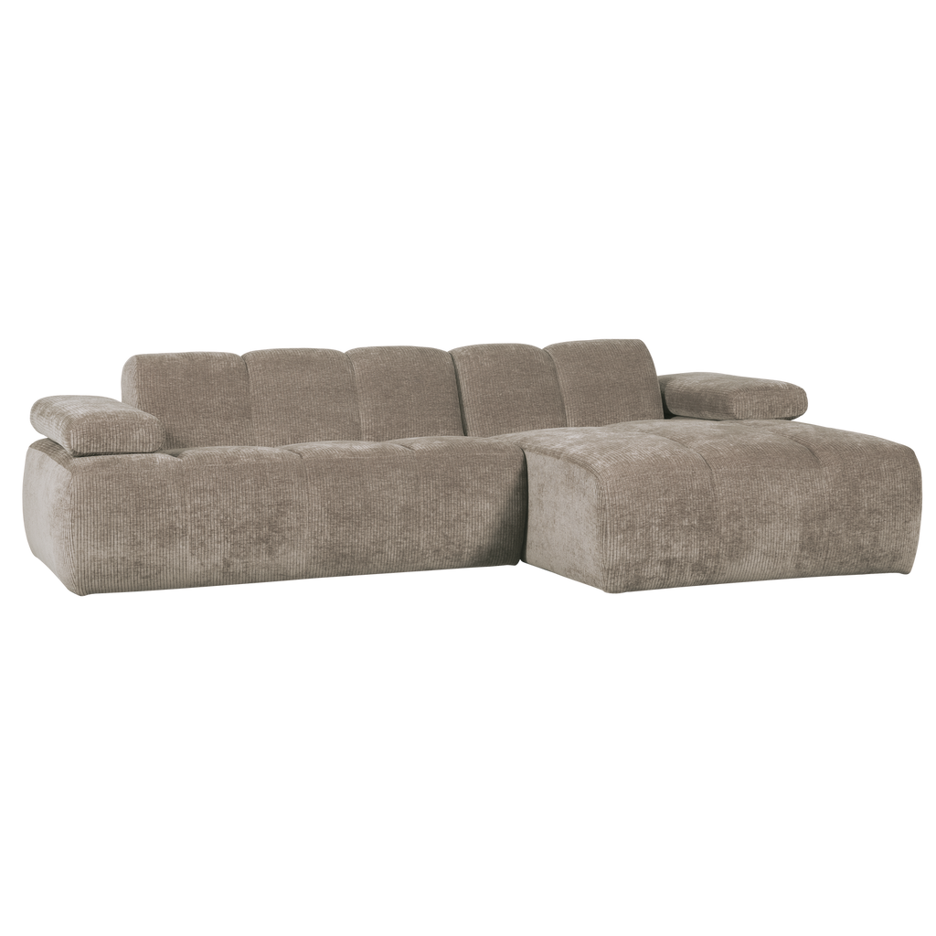 MOJO CHAISE LONGUE SOFA RIGHT RIB FABRIC DARK SAND
