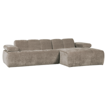 Laden Sie das Bild in den Galerie-Viewer, MOJO CHAISE LONGUE SOFA RIGHT RIB FABRIC DARK SAND