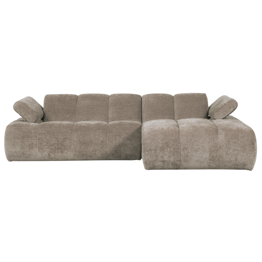 MOJO CHAISE LONGUE SOFA RIGHT RIB FABRIC DARK SAND