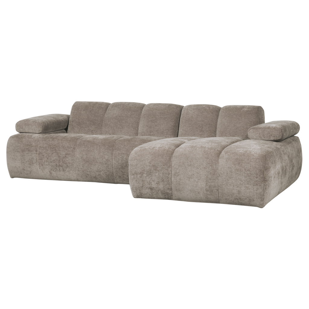 MOJO CHAISE LONGUE SOFA RIGHT RIB FABRIC DARK SAND