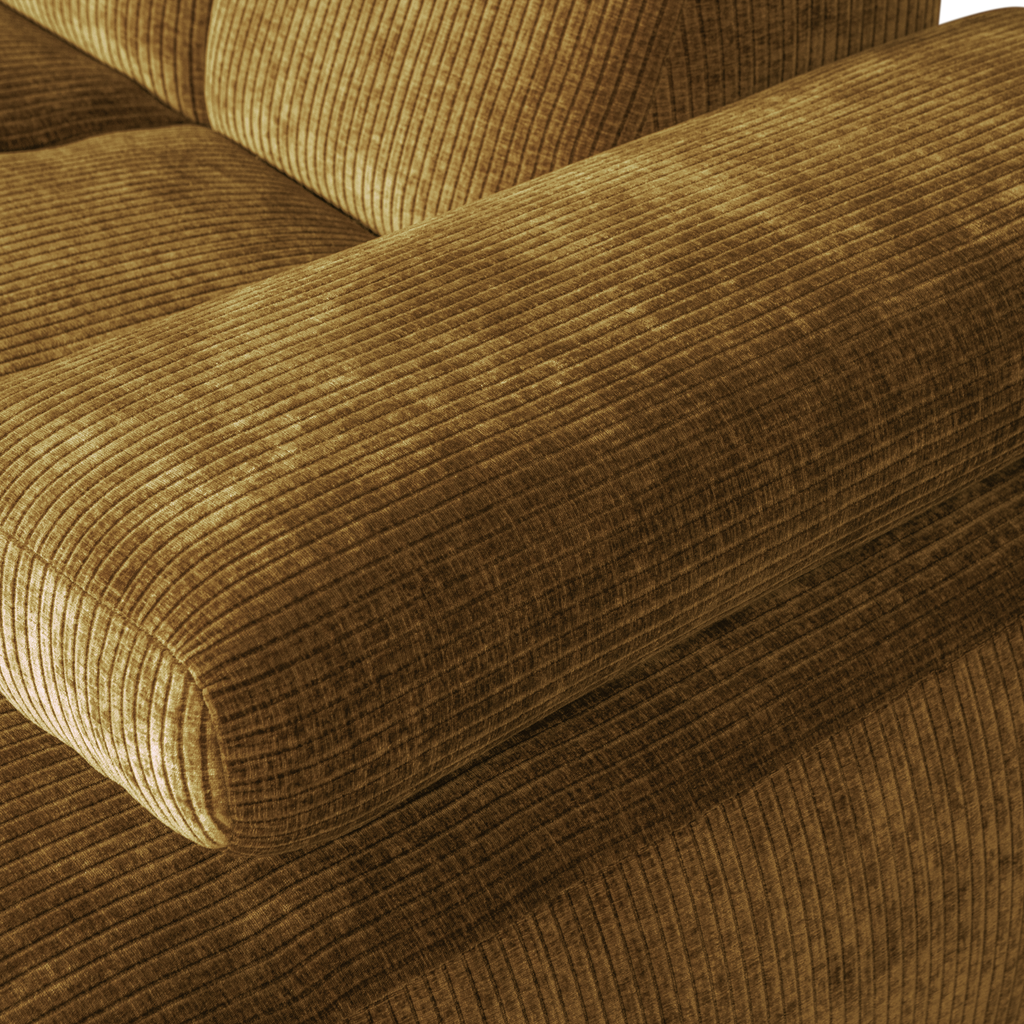 MOJO CHAISE LONGUE SOFA RIGHT RIB FABRIC HONEY YELLOW