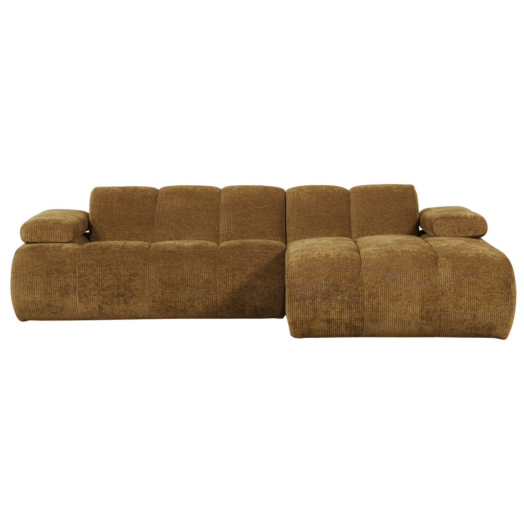 MOJO CHAISE LONGUE SOFA RIGHT RIB FABRIC HONEY YELLOW