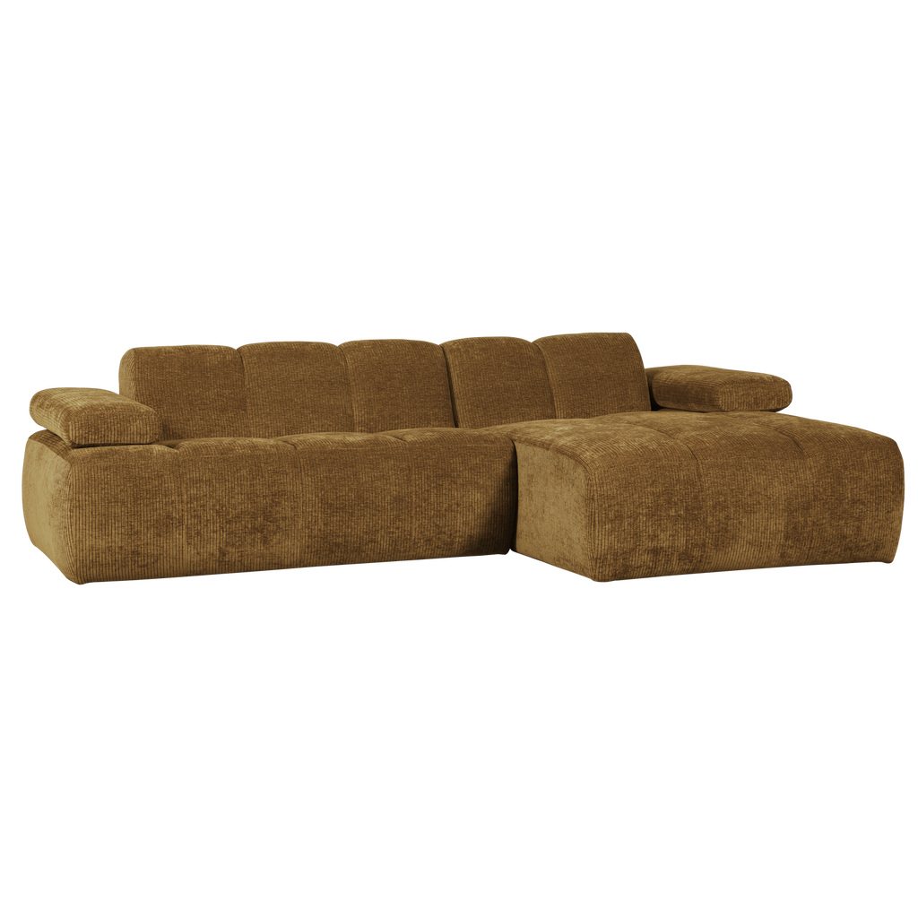 MOJO CHAISE LONGUE SOFA RIGHT RIB FABRIC HONEY YELLOW