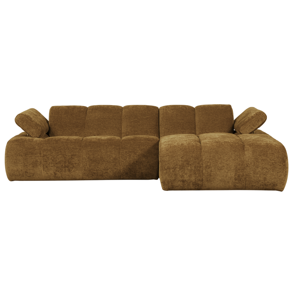 MOJO CHAISE LONGUE SOFA RIGHT RIB FABRIC HONEY YELLOW