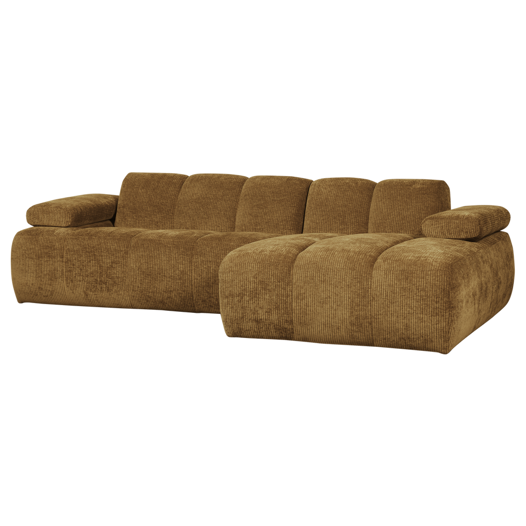MOJO CHAISE LONGUE SOFA RIGHT RIB FABRIC HONEY YELLOW