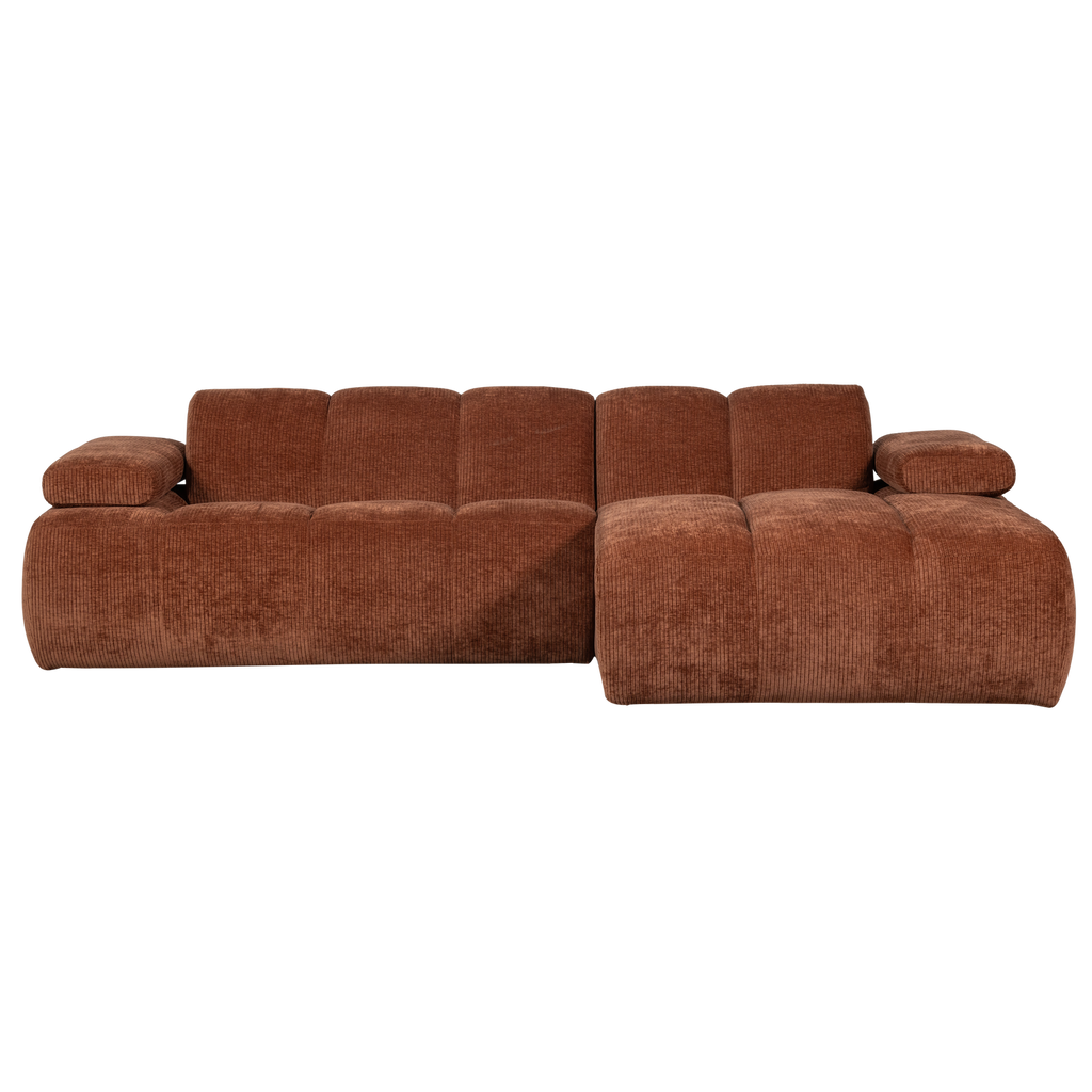 MOJO CHAISE LONGUE SOFA RIGHT RIB FABRIC RUST BROWN