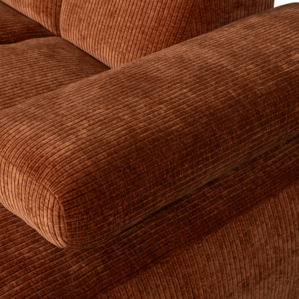 MOJO CHAISE LONGUE SOFA RIGHT RIB FABRIC RUST BROWN