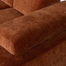 Laden Sie das Bild in den Galerie-Viewer, MOJO CHAISE LONGUE SOFA RIGHT RIB FABRIC RUST BROWN