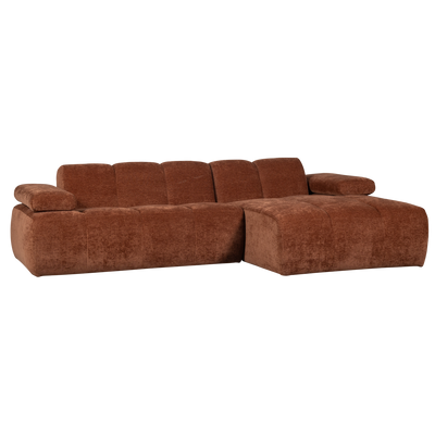 MOJO CHAISE LONGUE SOFA RIGHT RIB FABRIC RUST BROWN
