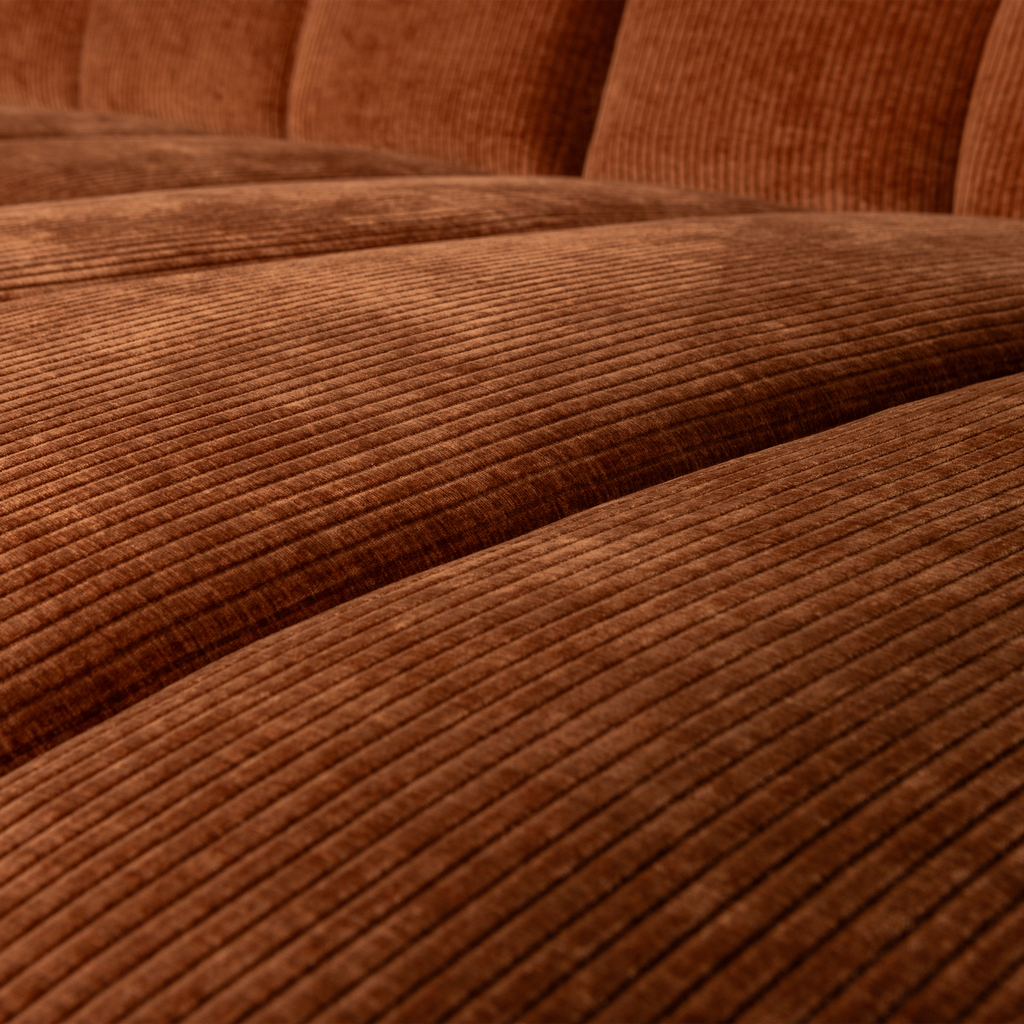 MOJO CHAISE LONGUE SOFA RIGHT RIB FABRIC RUST BROWN