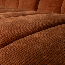 Laden Sie das Bild in den Galerie-Viewer, MOJO CHAISE LONGUE SOFA RIGHT RIB FABRIC RUST BROWN