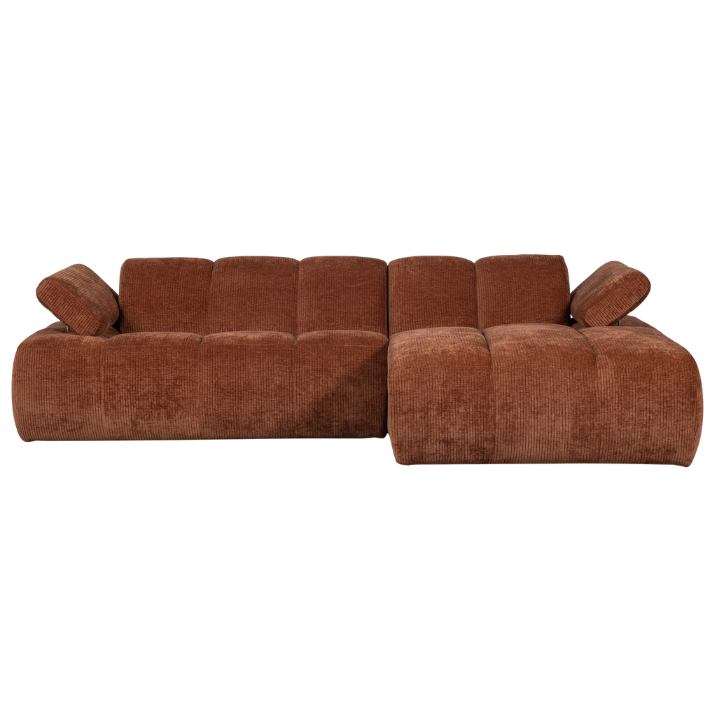 MOJO CHAISE LONGUE SOFA RIGHT RIB FABRIC RUST BROWN