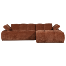 Laden Sie das Bild in den Galerie-Viewer, MOJO CHAISE LONGUE SOFA RIGHT RIB FABRIC RUST BROWN