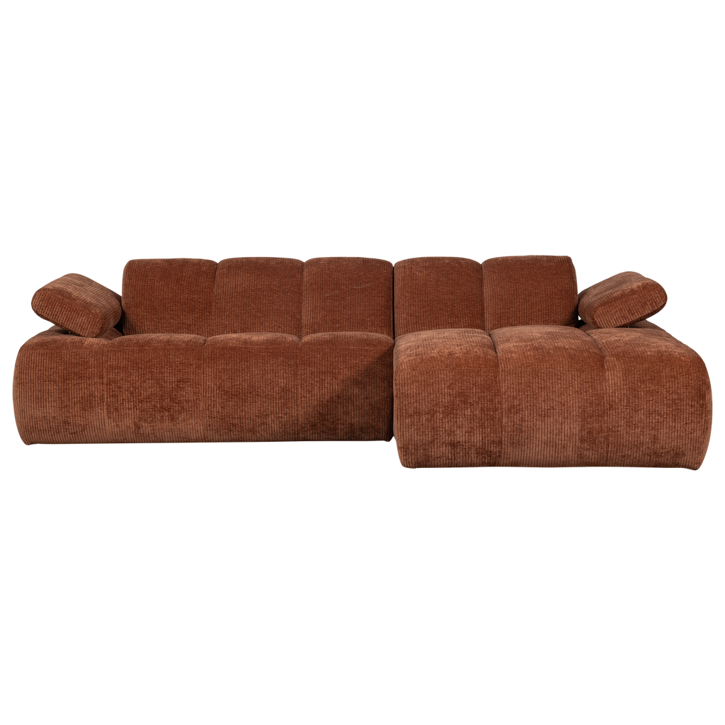 MOJO CHAISE LONGUE SOFA RIGHT RIB FABRIC RUST BROWN