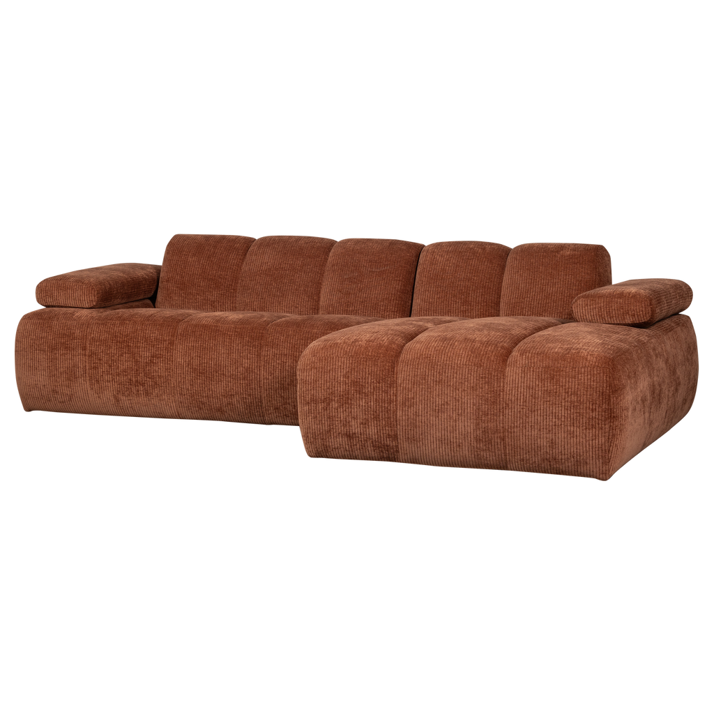 MOJO CHAISE LONGUE SOFA RIGHT RIB FABRIC RUST BROWN