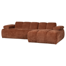 Laden Sie das Bild in den Galerie-Viewer, MOJO CHAISE LONGUE SOFA RIGHT RIB FABRIC RUST BROWN