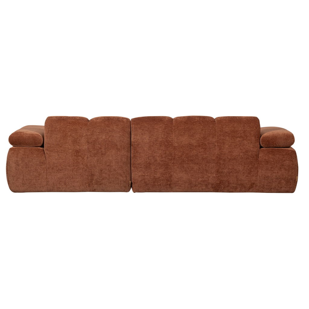 MOJO CHAISE LONGUE SOFA RIGHT RIB FABRIC RUST BROWN